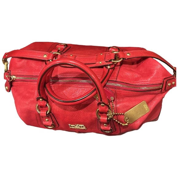 Coach Vintage Madison Sabrina Satchel Deep Pink Red Handbag Shoulder Bag Purse - Picture 11 of 14